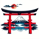 Torii Gate with Mt. Fuji inside on bloodmoon tattoo design idea