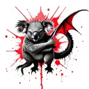 dragon and koala hugging tattoo design idea