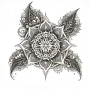 An intricate mandala design incorporating Arabic calligraphy tattoo design idea