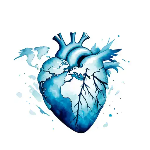 anatomical heart world map silver lining iceberg tattoo design idea