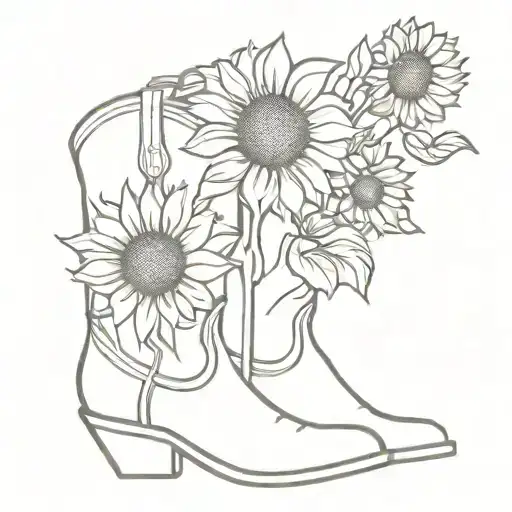 cowboy boots and sunflowers in remembrance tattoo design idea