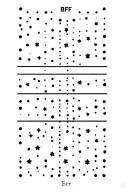minimalistic tattoo design Morse code for ‘BFF’ in a straight vertical line. Replace the dots with tiny stars  tattoo design idea