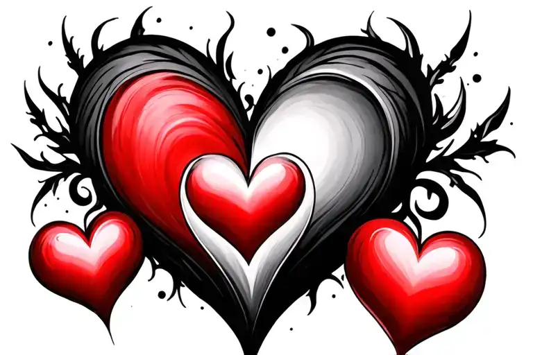 3 hearts connected to one larger heart tattoo design idea