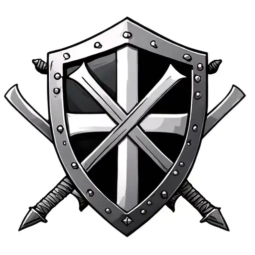 Knights Templar shield with two crossed swords behind the shield tattoo design idea
