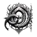 Gothic elaborate Ouroboros tattoo design idea