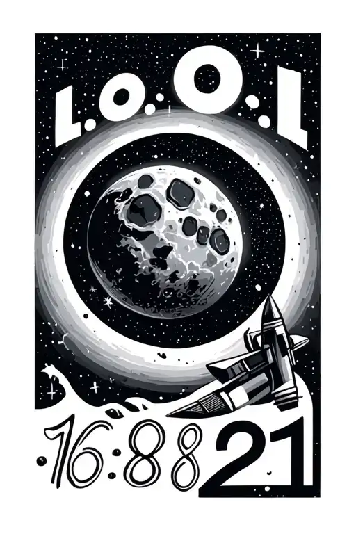 "16.08.21" Moon, constellation Leo, constellation Leo Minor, asteroids, rocket tattoo design idea