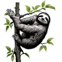 sloth climbing a tree tattoo design idea