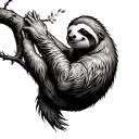 sloth climbing a tree tattoo design idea