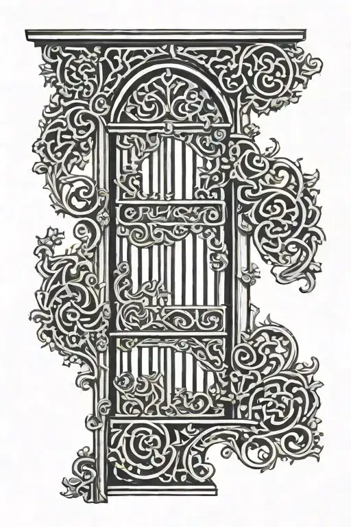 gate with thumb tattoo design idea