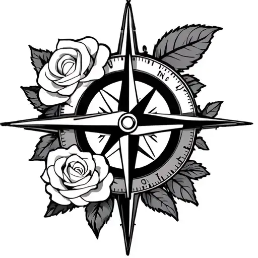 jimmy Buffett theme nautical compass white rose love sign tattoo design idea