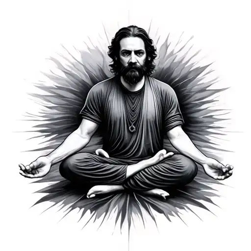 Alan Watts meditating tattoo design idea
