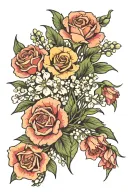 Carnation Primrose Lily of the valley  Rose galdiolus tattoo design idea