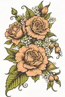 Carnation Primrose Lily of the valley  Rose galdiolus tattoo design idea