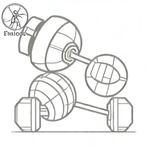 Half dumbbell and half rugby ball morphing tattoo design idea