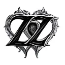 two Z initials intertwined in a heart tattoo design idea