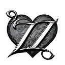 two Z initials intertwined in a heart tattoo design idea