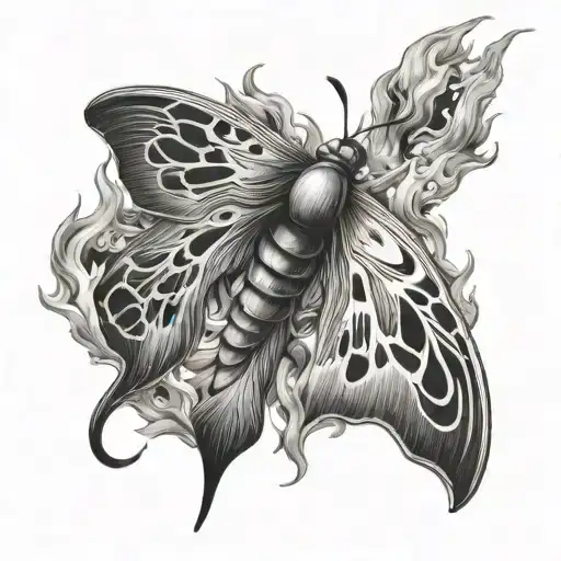 fire moth flames - tattoo design idea