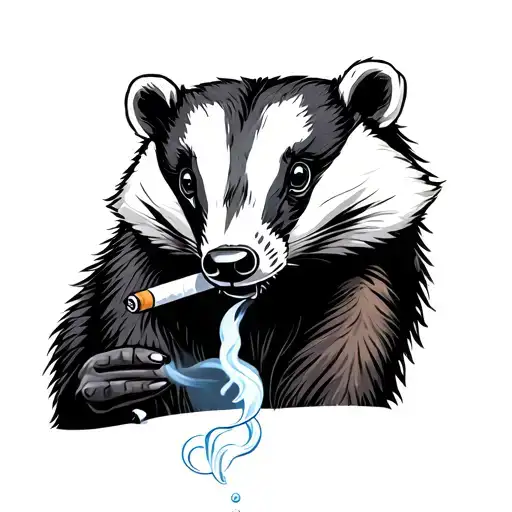 Badger smoking cigarette tattoo design idea