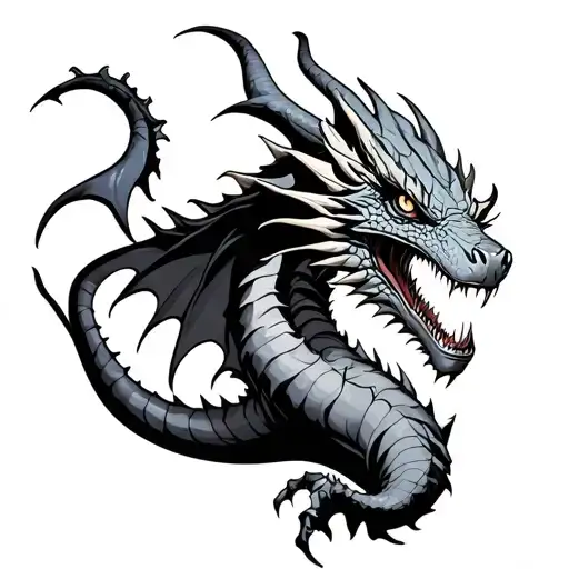 scary dragon with cancer 69 tattoo design idea