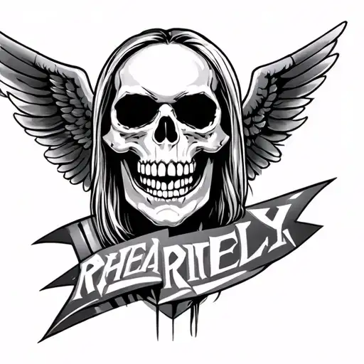 Rhea Ripley WWE inspired skull and wings tattoo design idea