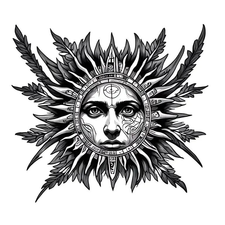 rodriguez tattoo with aztec sun calendar tattoo design idea