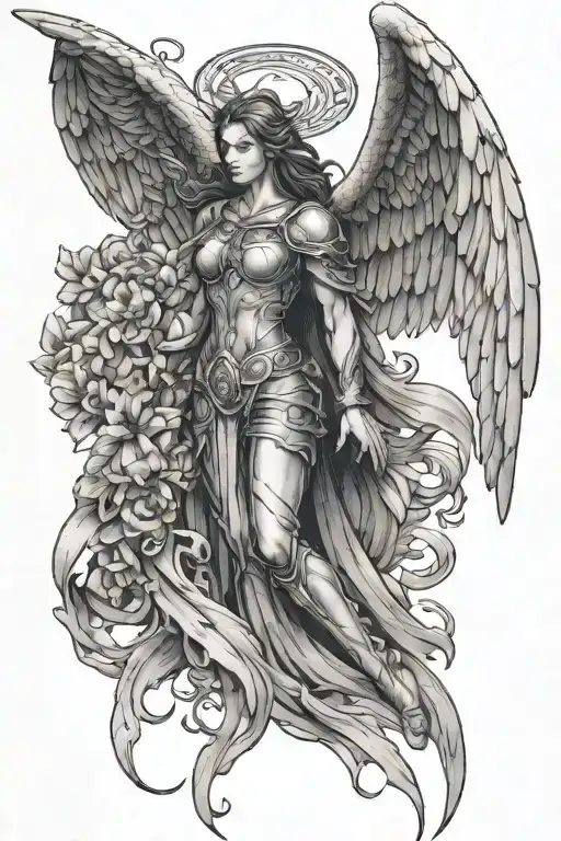 archangel wing spread tattoo design idea