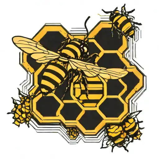 geomettric honeycomb with bee for knee tattoo tattoo design idea