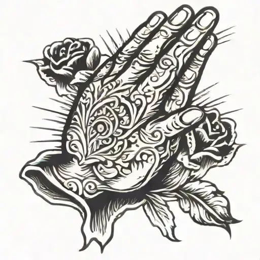 praying hands tattoo design idea
