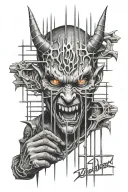 demon eyes locked behind bars trying to break out tattoo design idea