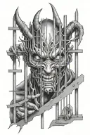 demon eyes locked behind bars trying to break out tattoo design idea