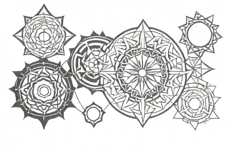 7 chakra symbols tattoo design idea