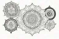 7 chakra symbols tattoo design idea