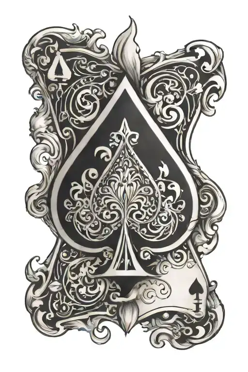a burning ace of spades card tattoo design idea