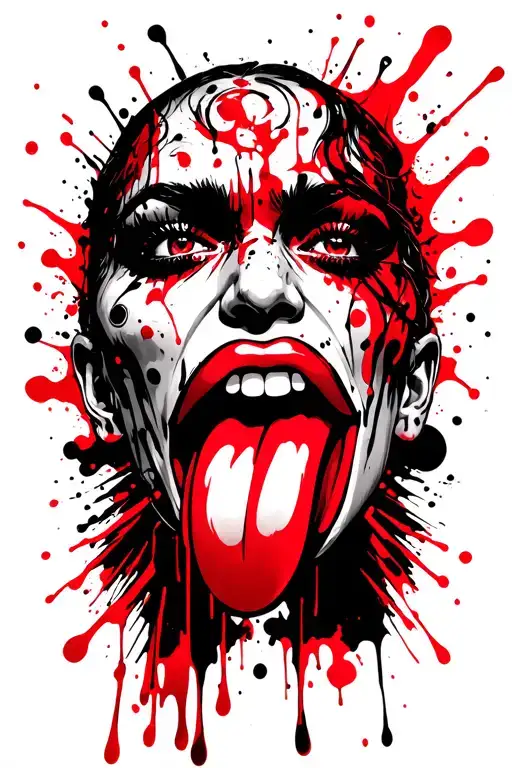 ahegao face with tongue tattoo design idea