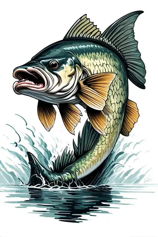 walleye fishing storm tattoo design idea
