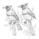 2 magpies rough sketch black tattoo design idea