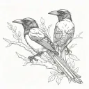 2 magpies rough sketch black tattoo design idea
