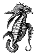 sea turtle, seahorse, sting ray tattoo design idea