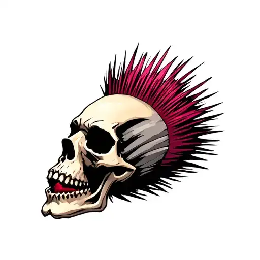 punk scull mohawk tattoo design idea