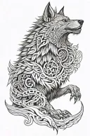 wolf, eagle, cool, shamanism, aggressive tattoo design idea