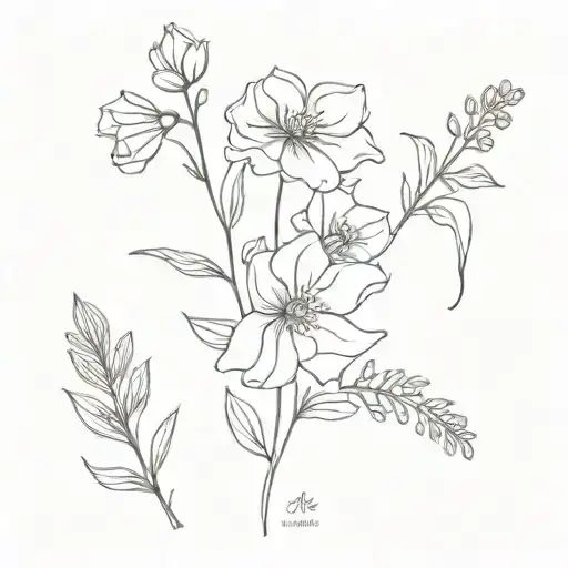 birth flower bouquet April August october tattoo design idea