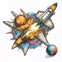 Space shuttle launching tattoo design idea