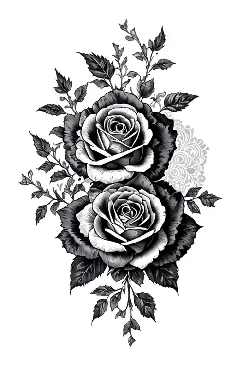 leopard lace roses gothic sleeve tattoo design idea