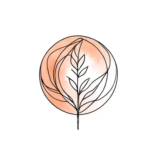 fine line geometric nature moon leaf minimalist tattoo tattoo design idea