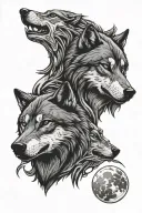 wolves light dark side profile traditional tattoo design idea