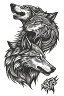 wolves light dark side profile traditional tattoo design idea