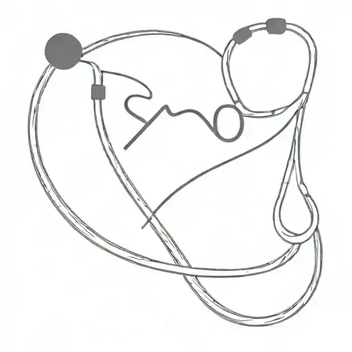 A stethoscope forming the shape of a heart with the initials 'XOXO' intertwined within the design tattoo design idea