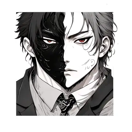 anime volume Kawaki Two Face tattoo design idea