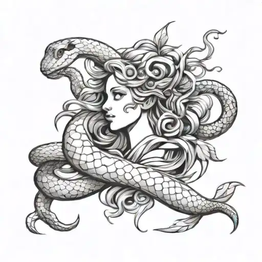 Virgo and snake tattoo design idea