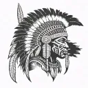 African Warrior With Native American headress tattoo design idea